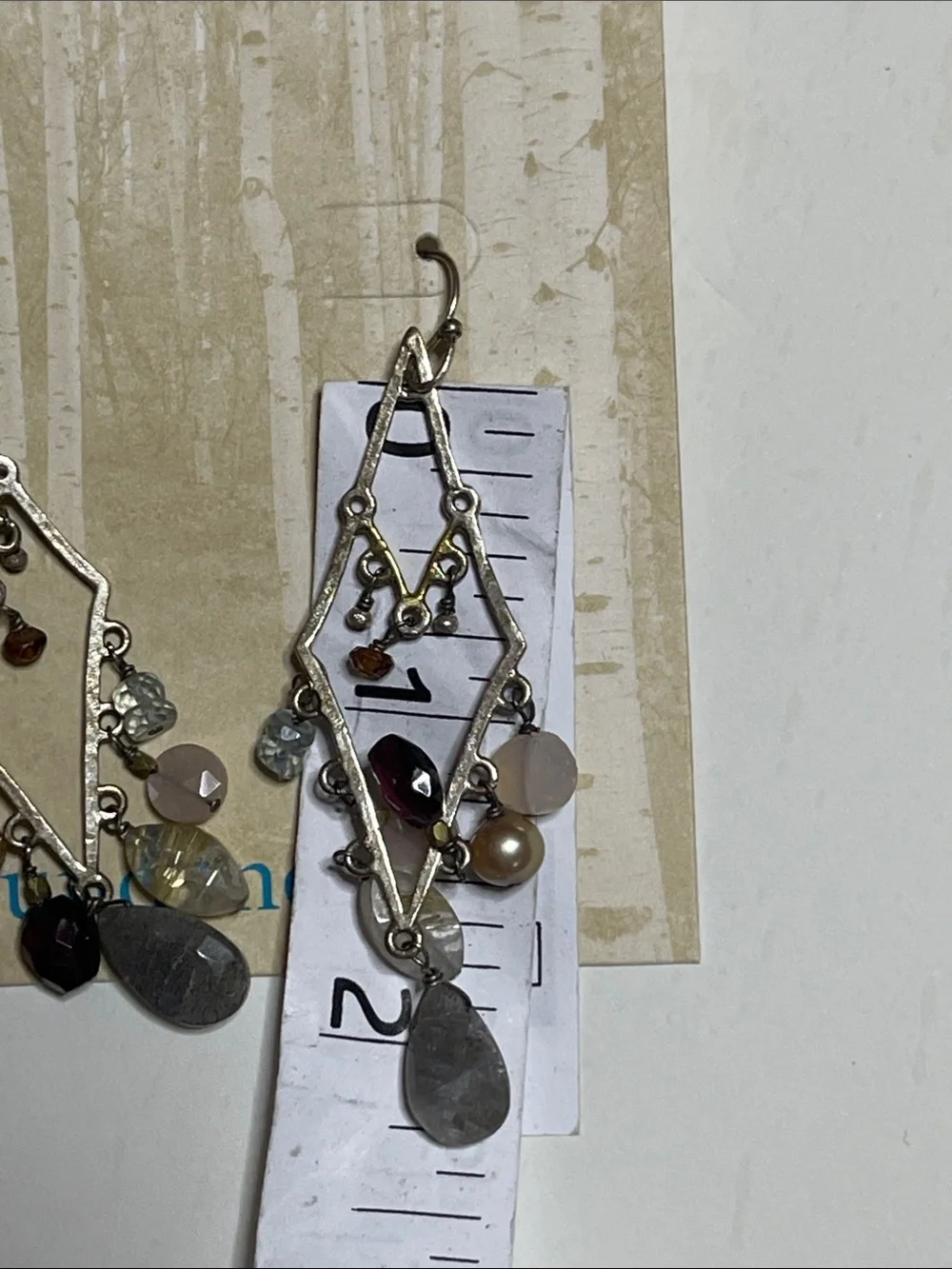 Sundance Silver-Tone Multi Gem Dangle Earrings - Neutral Tones